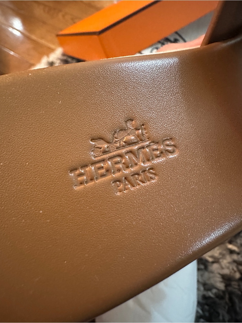 BNWT HERMES ORAN TAN Leather Slide Sandals - Picture 7 of 7